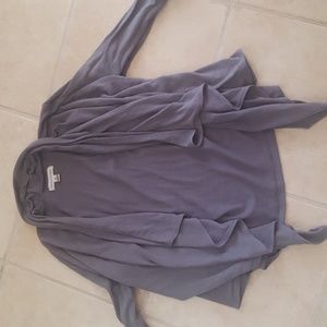 gray open front cardigan